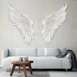 3D Angel Wings Wall Decal | Large Feathered Wings Wall Sticker Living Room - Picture 1 of 10