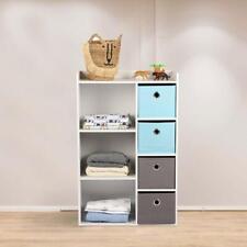Kids Storage Cabinet With 3 Shelves And 4 Drawers Blue And Grey Storage Unit