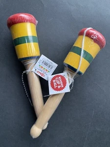 PAIR of Cup & Ball Games, WOODEN, Traditional, Hand-Eye Coordination Skill, NEW - Picture 1 of 7