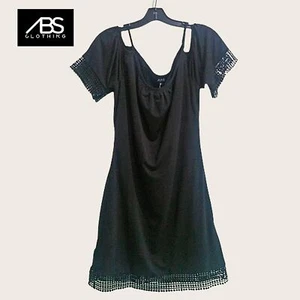 ABS Collection by Allen Schwartz NEW Cold Shoulder Dot-Lace Trim Mini Dress S - Picture 1 of 12