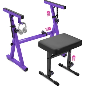 Purple Adjustable Keyboard Stand & PU Leather Bench for 54–88 Key Digital Pianos - Picture 1 of 6