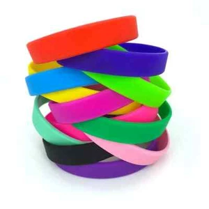 12 Silicone Wristbands Blank NEW Rubber Wrist Bands Bracelets Free Shipping - Picture 1 of 36