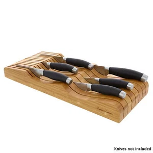 Drawer Bamboo Knife Block and Cutlery Storage Organizer - Picture 1 of 5