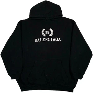 2018 Balenciaga Crest Logo Spellout Hoodie Sweater Size Small Fits XL B33 - Picture 1 of 12