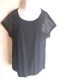 Avenue Tunic Top Plus Size 22/24 Black glittery sleeves New With Tag Stretchy - Picture 1 of 8