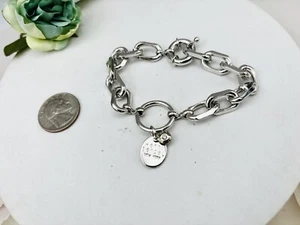 Henri Bendel Silver Tone Chain Logo Charm Bracelet - Picture 1 of 3