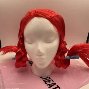 Parrucca Rossa con Coda di Maiale - Capelli di Halloween Cosplay Wendys - Trecce Posabili - Foto 1 di 12