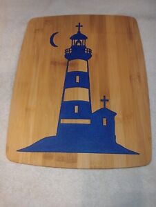 Bamboo Cutting Board With Food Grade Epoxy Inlays - Light House