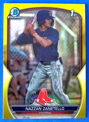 Nazzan Zanetello 2023 Bowman Draft Sapphire 1st Chrome Yellow Refractor /75 - Image 1 of 2