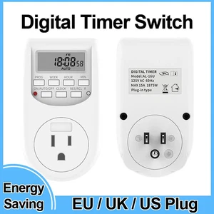 Digitale Zeitschaltuhr Stecker EU/UK/US Steckdose Netzschalter Energiespar Wochenzeitschaltuhr Outle - Bild 1 von 13