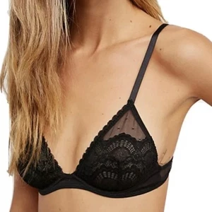 Nuevo con etiquetas Sujetador Intimately Free People 32A Negro Encaje Abrazo Con Aros Semi Transparente - Imagen 1 de 12