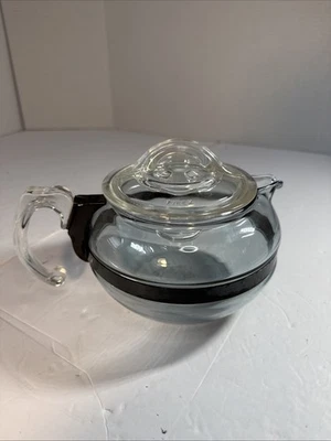 Vintage Pyrex Flameware 8446B 6-Cup Glass Coffee Tea Pot With Lid  - Image 1 of 4