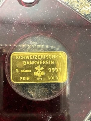 Barra de oro suiza Johnson Matthey London de 5 gramos rara Foto 1 de 2