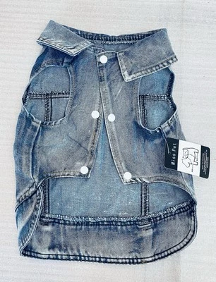 Miss Pet Dog Denim Jacket XL – Jean Vest w/ Leash Ring for Small/Medium Dogs - Image 1 of 4