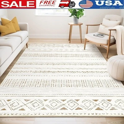 Bohemian Moroccan Area Rug Soft Non-Slip Washable Living Room Bedroom Office New - Image 1 of 4
