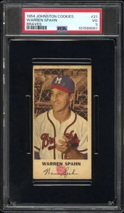 1954 Johnston Cookies #21 Warren Spahn Braves PSA 3 VG HOF - Bild 1 von 3