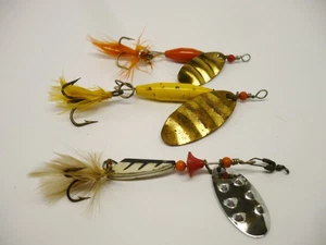 Vintage Fishing Lure Lot of 3 ABU In-Line Spinners 2 Reflex Spinnaren & 1 HI-FI - Picture 1 of 7