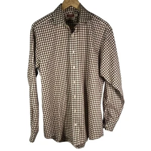 Andrew Carrington Herren Hemd braun Gingham Karo gewebt in Italien Baumwolle L - Bild 1 von 13