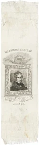 Cinta retrato campaña seda 1840 William Henry Harrison "HARRISON JUBILEE" - Imagen 1 de 2
