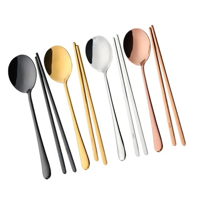  4 Sets Utensili Cucina Posate Acciaio Inox Inossidabile Kit Stoviglie Portatile - Immagine 1 di 4