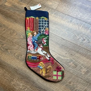 '98 mit Etikett LANDS END BLANK Nadelspitze Weihnachtsstrumpf Schaukelpferd Kinder - Bild 1 von 10