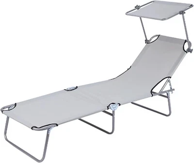 Sun Lounge Folding Chaise Lounge with 4-Level Reclining Back, Outdoor Lounge - image 1 of 4