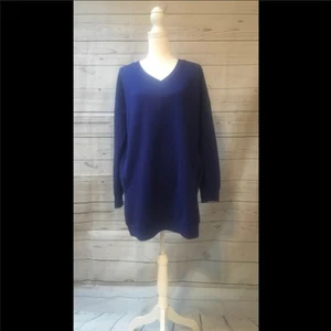 Zenana Outfitters Sweatshirt Damen V-Ausschnitt Tunika Oversize Taschen Blau EUC 3X - Bild 1 von 5
