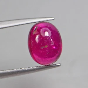 3.02 Cts Natural Rubelite Tourmaline Oval Cabochon Cut Pink Color Gemstones - Foto 1 di 5