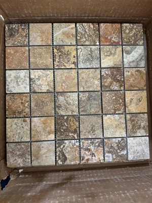 BRAND NEW 12x12 Polished Scabos Travertine Mosaic Floor/Wall Tile - THREE SHEETS - Image 1 of 2