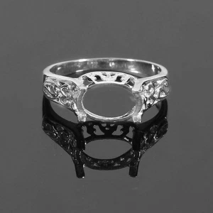 925 Silver 7x9 mm oval Engagement Ring Setting Engagement Semi Mount Ring Blank - Picture 1 of 4