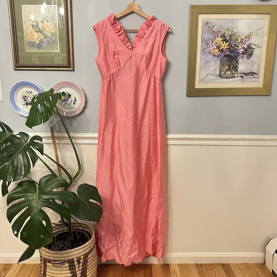 Vestido Barbie Vintage Harry Keiser Rosa MCM 50s 60s Pequeño Volantes Cóctel Vestido Foto 1 de 4