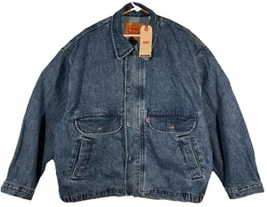 Levi's The Rancher Trucker Giacca Uomo Taglia Large Denim Tasche Blu Nuovo con etichette - Foto 1 di 19