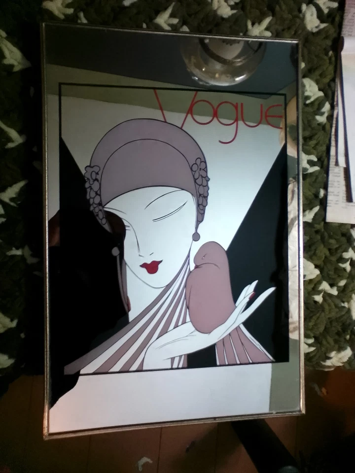 Antiguo Espejo Publicitario Vogue Mag Años 20 Arte de Pared Marcos Originales 18" 12" Foto 1 de 4