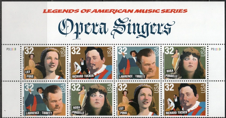 US Scott #3157a, Plate block of 8, 2 ea. Plate #P33333 UL, UR, MNH - Image 1 of 1