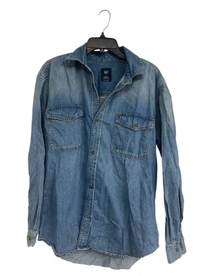 Camisa Gap The BIG Denim Ultrasuave Abotonada Manga Larga Denim Lavado Medio Talla L Foto 1 de 4