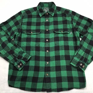 Camisa de Franela Pesada WOOLRICH Hombres L Verde Negro Búfalo Cuadros Leñador Grunge - Imagen 1 de 12