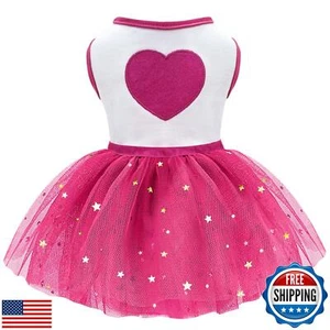 Idepet Spring Summer Pet Dog Cat Puppy Tutu Princess Dress Heart Printed Lace - Picture 1 of 5