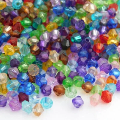 1000 pcs Multi Colour Small 4mm Acrylic Bicone Beads - Image 1 of 4