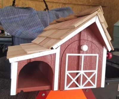 Amish Crafted Red Barn Style Mailbox with Newspaper Holder - Lancaster County PA - Image 1 of 4