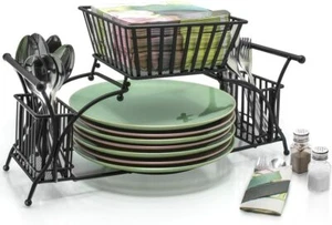 Sorbus Utensil Buffet Picnic Caddy Use For Napkin, Cutlery, Plate Holder (Black) - Picture 1 of 11