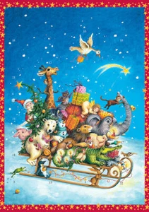 Coppenrath Advent Calendar 'Whizzing Though the Snow Animal Sledge 24.5 x 35 cm - Picture 1 of 3