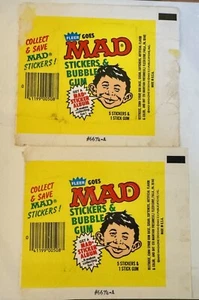 1983 Fleer Goes MAD Stickers Wax Trading Card Wrapper - Lot Of 2 - Picture 1 of 1