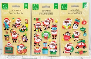 Christmas Brown Santa Lot of 3 Different Packs Crafters Square Puffy 31 Stickers - Picture 1 of 5
