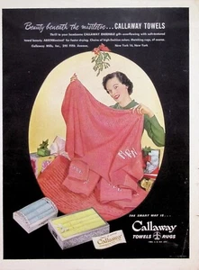 VINTAGE 1940s Print Ad ~ Callaway Towels Rugs ~ ABSORBenized for faster drying - Picture 1 of 1