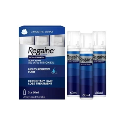 Regaine For Men Extra Strength Foam 5% Minoxidil 3 Month Supply 60ml x 3 Bottles - Image 1 of 3