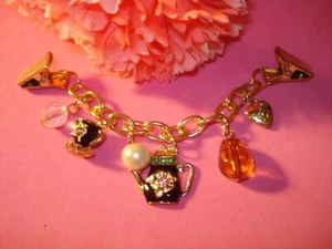 Enamel Rhinestone Teapot-Teacup-Coffee Pot? -Heart Sweater Dress Clip Guard - Picture 1 of 3