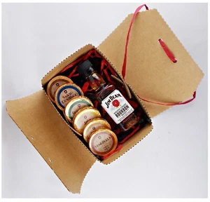 Geschenk Jim Beam Bourbon Whiskey 50ml Miniatur + 6 Edelschokoladen in 6 Sorten - Bild 1 von 4