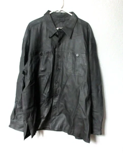 Size XL ( 1X - 2XL really) Junction West Men Black Leather Button Up Shirt - Picture 1 of 5