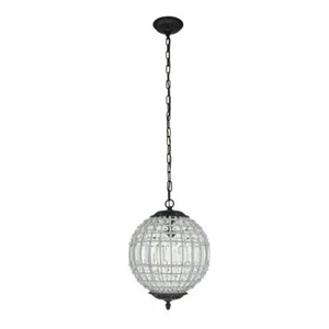 Dark Bronze Crystal Pendant Light Globe Fixture Kitchen Island or Dining Room - Picture 1 of 6