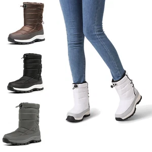 Women Snow Boots Mid Calf Winter Boot Lace-Up Waterproof Fashion for Outdoor - Picture 1 of 17
